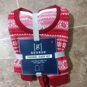Georgeadult Festive Red Thermal Pajama Set